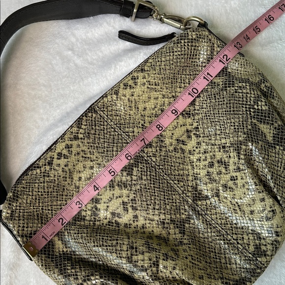 Lambskin Snakeskin Animal Print Slouchy Hobo Bag Leather Shoulder Bag Glam - Picture 11 of 12